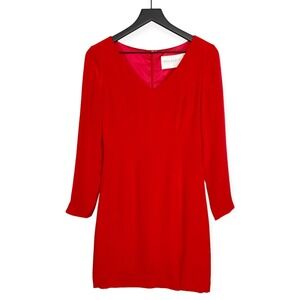 Vintage Silk Mini Dress Red Hugo Buscati Long Sleeve Womens Size 4‎ NEW